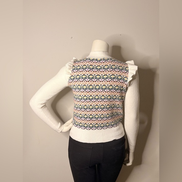 LOFT White Sweater with Multicolor Pattern - Picture 12 of 12